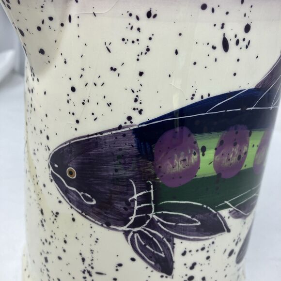OTAGIRI SHORELINES BY JULIE UELAND 8.5" Earthenware Pitcher Fish ENESCO 1996 - Picture 14 of 15